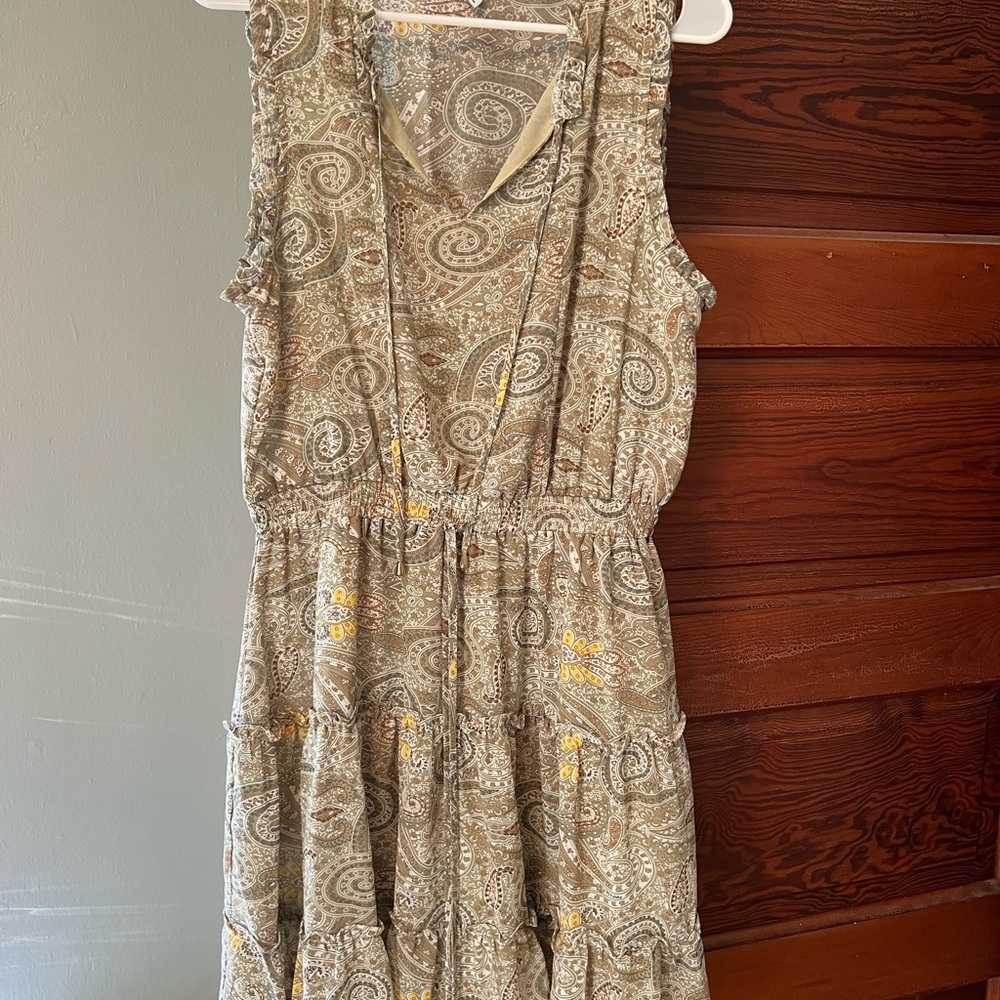 Cream Sleeveless Ruffled Midi Sundress